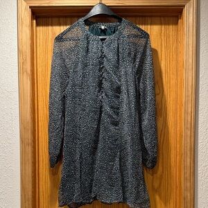 Elegant Forest Green & White Patterned Dress